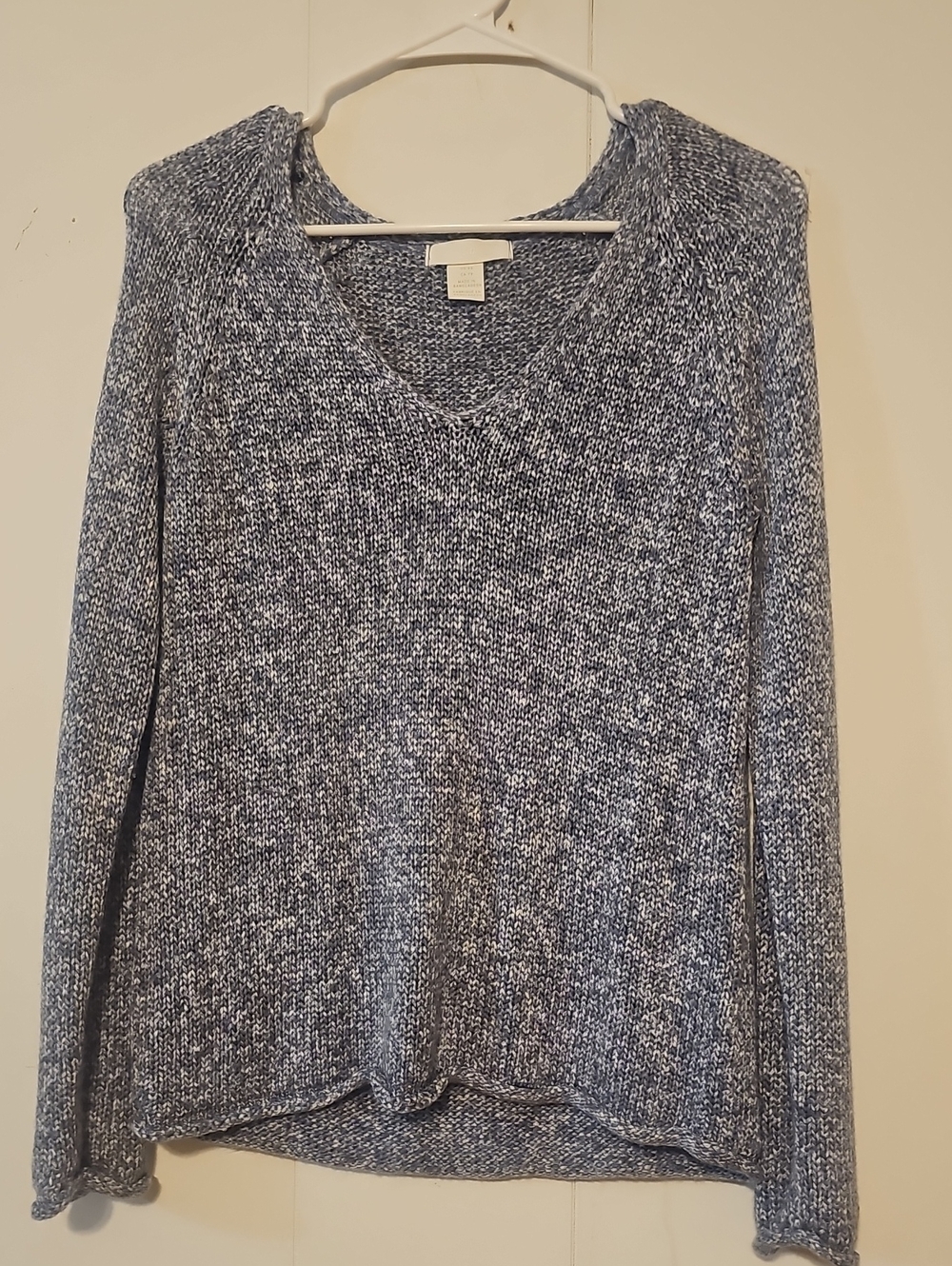 H&M Navy Marled V-Neck Sweater